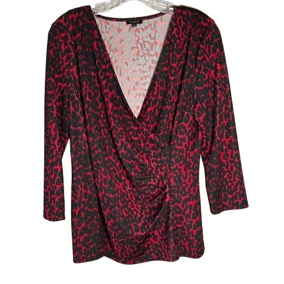 𝅺TALBOTS Women's V-neck Blouse with Front Rouching Size Medium - Picture 1 of 8